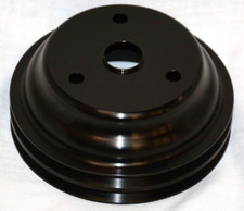 Black Aluminum 283 305 350 Chevy 2 Groove Crankshaft Pulley Sbc Lwp Crank