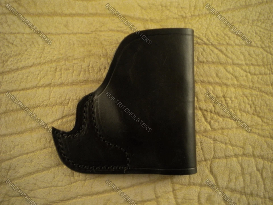 Funda para pistola de cuero semiautomática de bolsillo frontal negra hecha en EE. UU. Beretta, Colt, Kahr... Foto 2 de 2