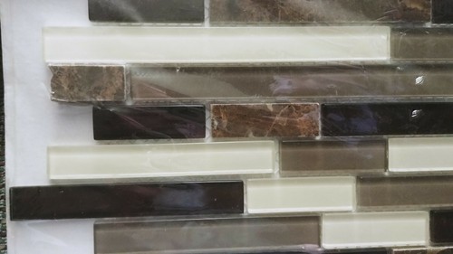 1 American Olean Mosaic Chateau Emperador Linear Stone Glass Marble 0494086 NEW - Picture 2 of 4