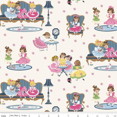 Fat Quarter Petite Treat Mädchen Creme Baumwolle Nähen Quilten Patchwork Stoff 