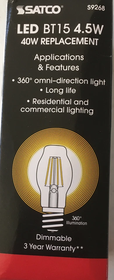 Satco S9268 BT 15 4.5 Watt Decorative LED Filament Dimmable Bulb - Image 3 of 3