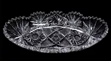 Antique ABP AMERICAN BRILLIANT Deep Cup Crystal Celery Serving Dish Bowl