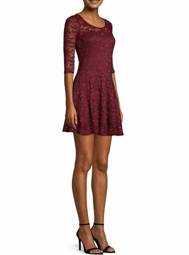 Material Girl Lace Illusion Skater Dress Size L (Orig $59.50) - Picture 3 of 5
