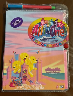 RARE New Vintage Lisa Frank Sandcastle Pups All-In-One Stationary