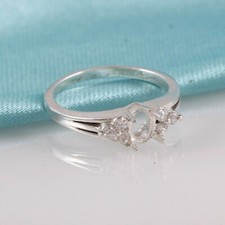 Solid Silver Ring Mounting 4x6 mm Oval Semi Mount Ring Setting 925 Silver Ring