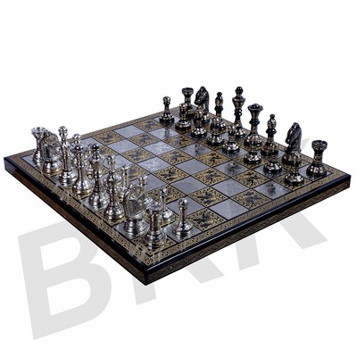 Chess Board Game Set with 100% Brass Chess Pieces Chessmen Coin 12X12 '' board 