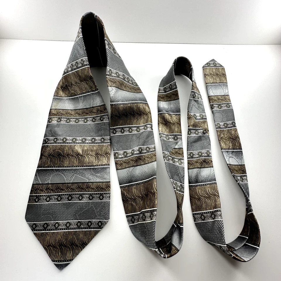 Галстук мужской David Taylor галстук зеленый коричневый в полоску шелк классическая длина - Изображение 3 из 4