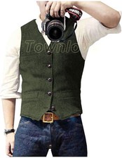 Men's Suit Vest V Neck Slim Fit Business Waistcoat Wedding