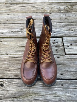 Vintage RED WING Style ANSI Steel Toe  Moc Toe Biker Boots Men's 7.5 Made in USA