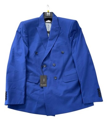 NEW Ron Tomson Men's Double Breasted Suit Jacket Blue Size 48 NWT FREE Shipping