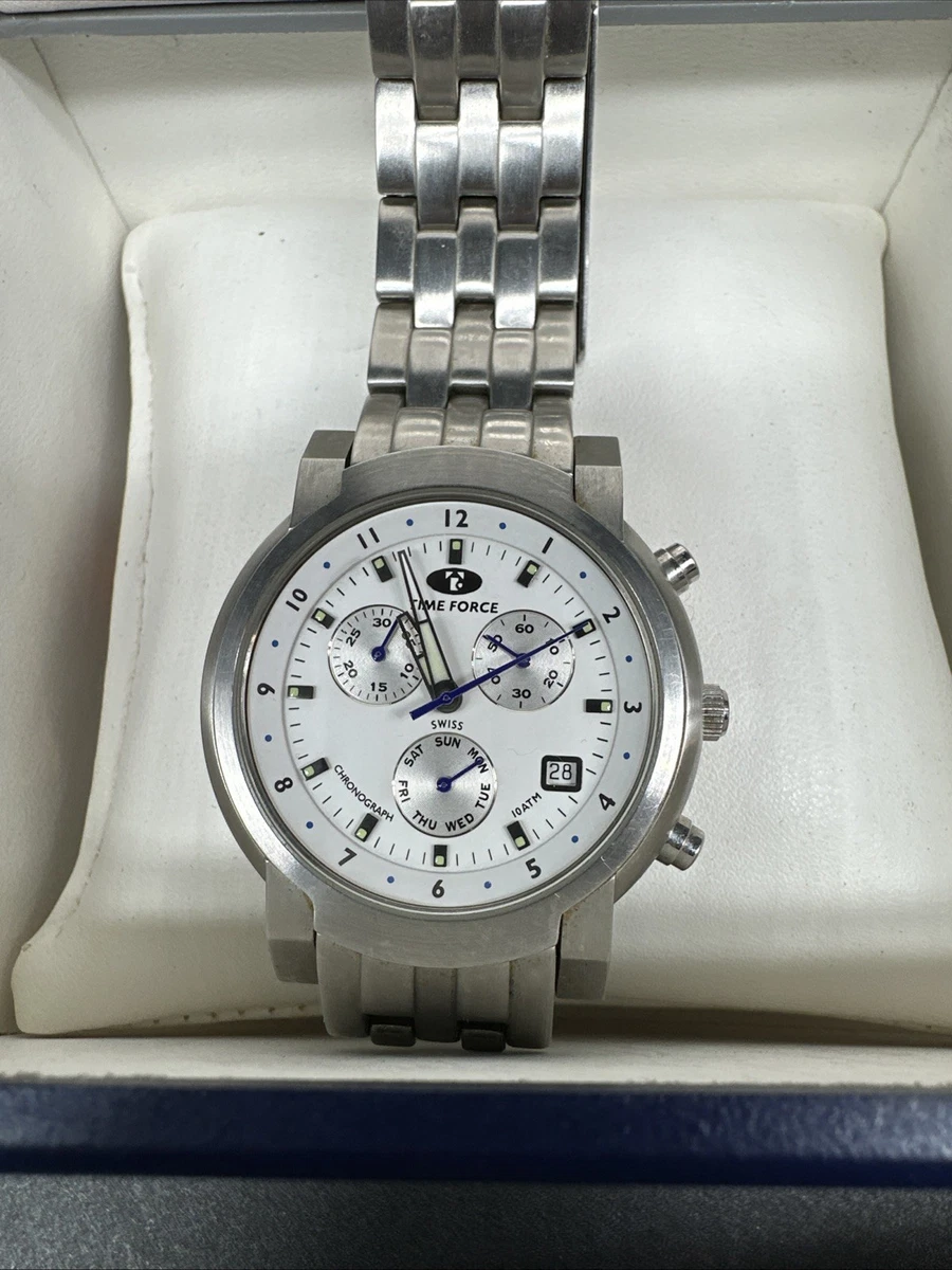 Time Force Chronograph 10ATM Men's Quartz Date 1118J Working New Battery