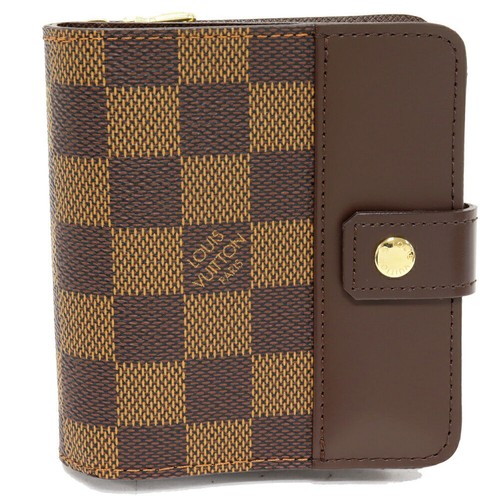 Louis Vuitton Compact Zip Damier Wallet Men Brown One Size