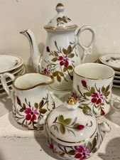 Antique Childrens Tea Set Hand Painted 22 pieces incl a waste bowl  MINT 