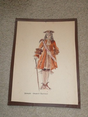 Vintage 1940s Original Ink and Watercolor Portrait Klothe Painting Man Beralde