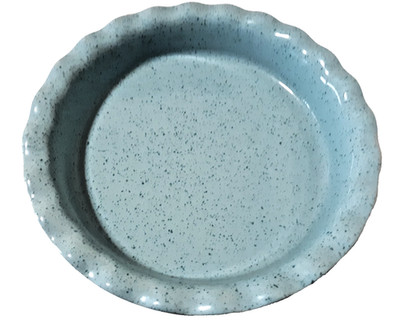 PAULA Deen Robin's Egg Blue Speckled Stoneware Pie Plate 11.25'' w/ Ruffled Edge
