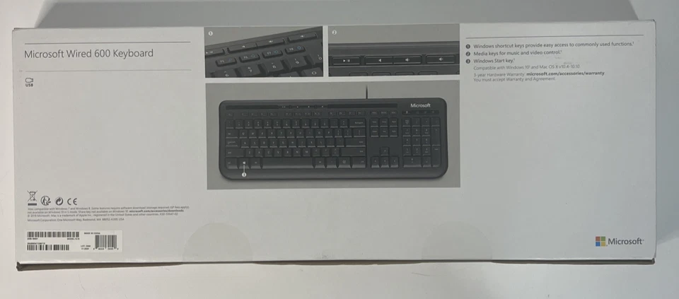 Microsoft Wired Keyboard 600 ANB00001 New And Sealed Model: 1576 - Image 3 of 4