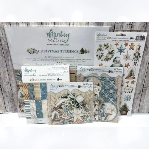 Mintay CHRISTMAS BLESSINGS 12x12 Paper Cardstock Die Cuts Stickers Kit