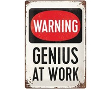 Reklameschild NOSTALGIC ART "Genius at Work", 30x40cm, Stahlblech, Blechtafel