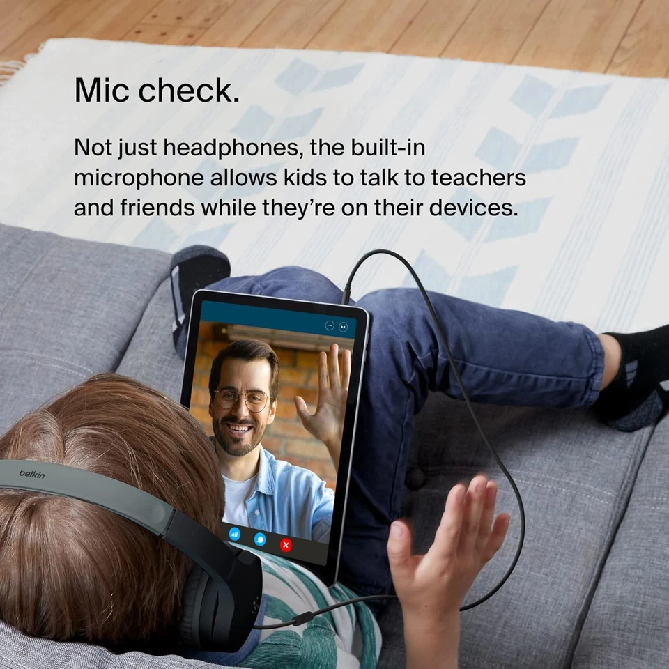 Belkin Soundform Mini Wired On-Ear Headphones for Kids Headser Microphone School - Image 4 of 4