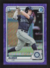 2020 Bowman Draft #BD-28 Chrome Purple Zach DeLoach #/250 SN Seattle Mariners