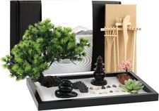 New Zen Garden Kit Desk Decor Japanese Mini Sand Box Set Meditation Therapy