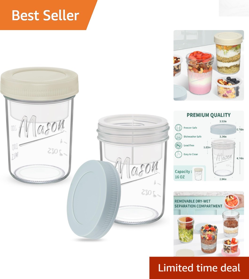 Leak-Proof Glass Jars with Lids 16oz