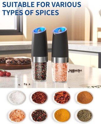 CIRCLE JOY Gravity Electric Salt and Pepper Grinder Set Automatic Salt and Peppe
