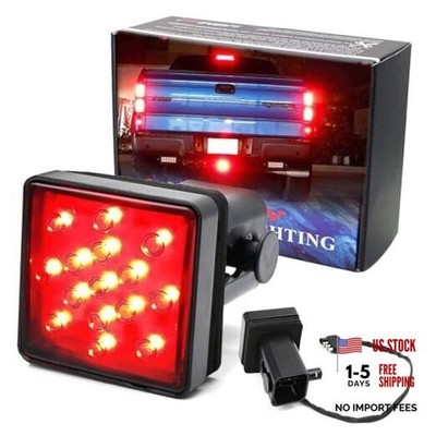 Smoked Lens 15-LED Tow Hitch Receiver Brake Tail Light w/Strobe Smoked (Flash)
