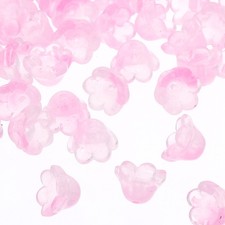 Glass Trumpet Flower Beads, 50 Pcs Gradient Flower Bead Charm, Pink