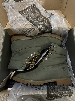 Timberland Men's 6-inch Premium Boot Green Canvas Size 10