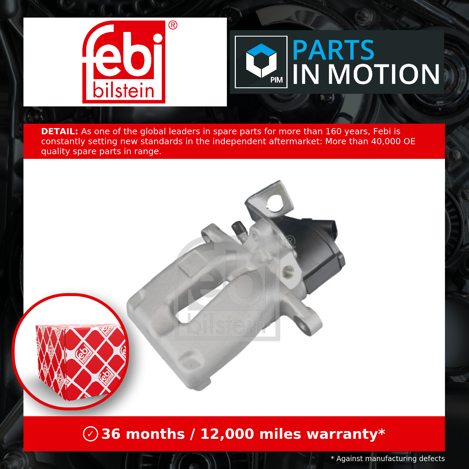 Brake Caliper Rear Right 186533 Febi 3AA615404 3C0615404C 3C0615404D Quality New