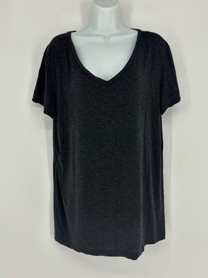 Halogen Dark Charcoal Gray V-Neck Short Sleeve T-Shirt Women's Size XL
