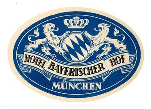 Hotel Bayerischer Munich Germany Luggage Label Lions Crown