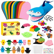 WATINC 12Pcs Hand Puppet Making Kit, Art Craft Felt Sock Puppet Toys, Creative D