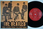 BEATLES She Loves You MEGA RARE Sweden 45 LIGHT ORANGE variant RED labels HEAR!
