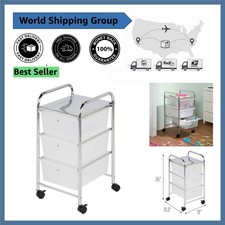 Compact Silver 3-Drawer Storage Cart on Wheel...