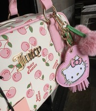 Juicy Couture Cherry Girl Satchel Bag Pink White Gold Bag Charm NWT Y2K