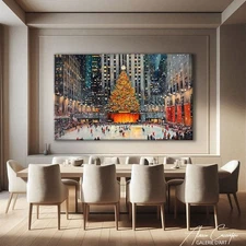 Christmas Canvas Wall Art Rockefeller Center Poster New York City Wall Art