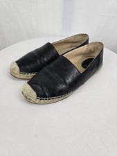 Coach Signature Black Leather Espadrille Flats Sz 8