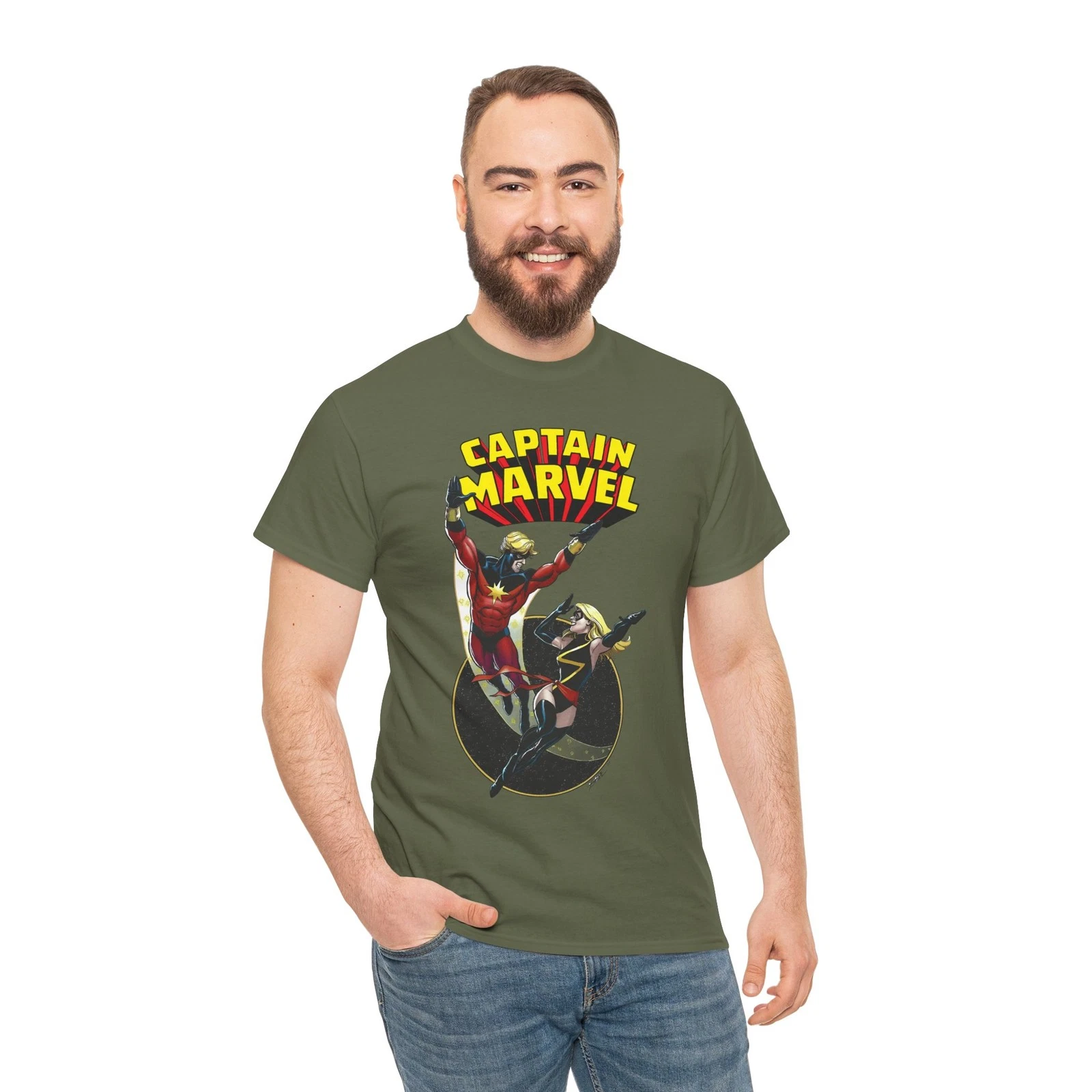 Captain Marvel T-Shirt - George Perez Art - Mar-Vell, Carol Danvers