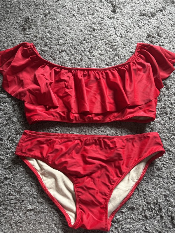 Girls Cheryl Kids Creations Two Piece Bathing Suit Size 10, Red - GUC!