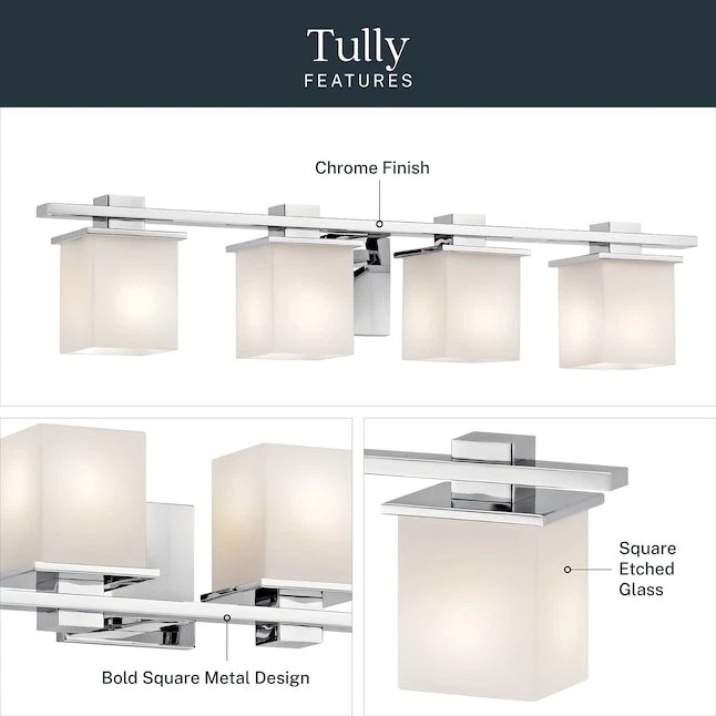 KICHLER Tully 32 pulgadas Lámpara de tocador de baño contemporánea cromada de 4 luces Foto 4 de 4