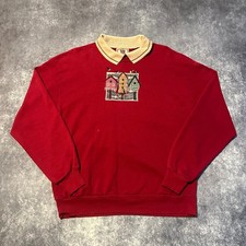 Vintage Grandma Birdhouse Collared Sweatshirt Top Stitch by Morning Sun Womens M