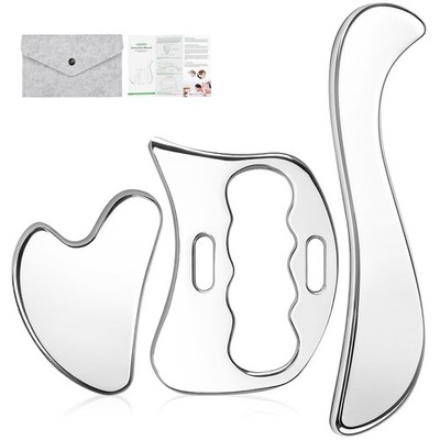 3-in-1 Stainless Steel Gua Sha Massage Tool Set, Muscle Scraper & IASTM Tools...