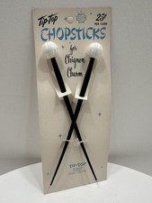 VINTAGE NEW 1970's Tip Top Hair Chignon Charm ChopSticks Black/White