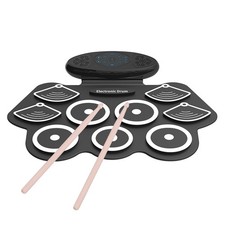 Portable 9 Pads Electronic Drum Set Roll Up Silicone Practice Drum Pad Buil OUKN