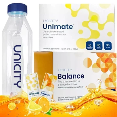 Unicity - Feel Great Pack Lemon Unimate & Orange Balance + Bottle Included