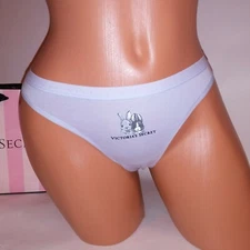 Victoria Secret Panty Thong Solid Purple  Bunny Rabbit VS Logo Banded New  