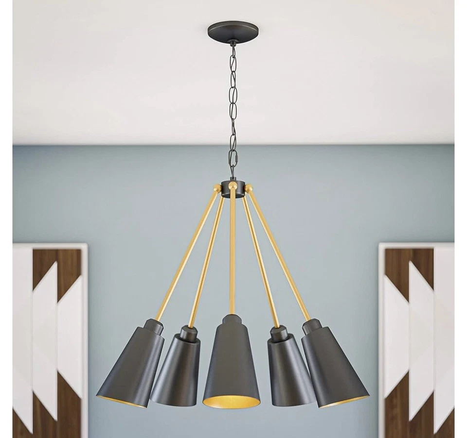 Alvar 5-Light Black Chandelier with Black Shade New in Box 93675BL - Изображение 2 из 4