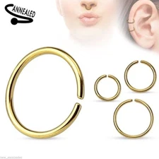 Nose Hoop Split Ring Annealed Gold IP 20 Gauge 1/2" 